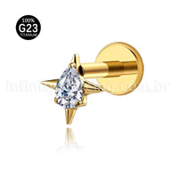 Piercing Labret Titânio Zircônia Cravejada