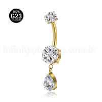 Piercing Banana Titânio Zircônia Com Pingente Gota