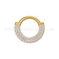 Piercing Argola Aço Cirúrgico Segmento Articulado Zircônia 2 Fileiras