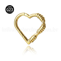 Piercing Argola Coração Titânio Com Detalhes Arame