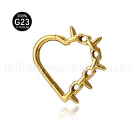 Piercing Argola Coração Titânio Com Detalhes
