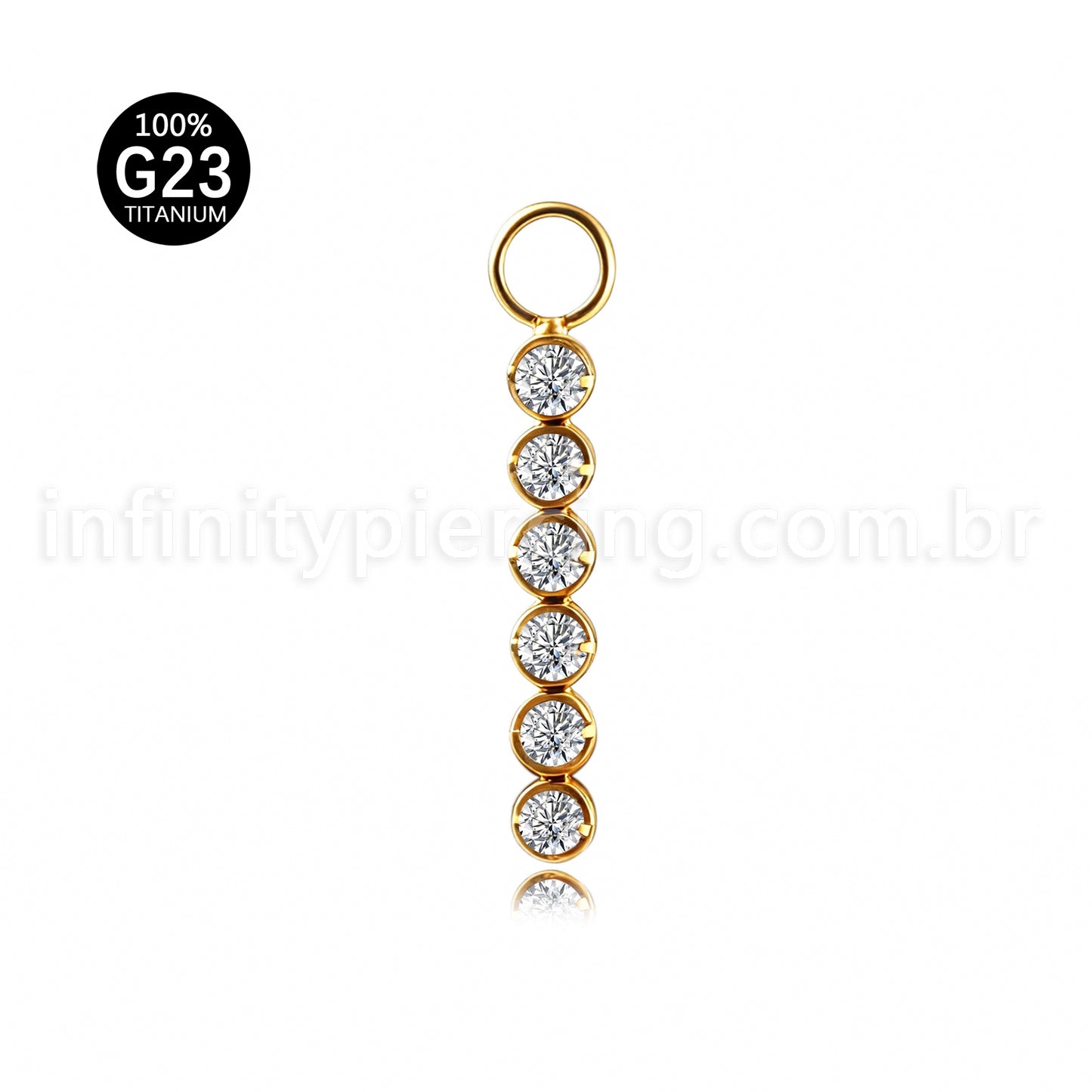 Pingente Para Piercing Titânio Barra Zircônia Cravejada