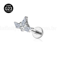 Piercing Labret Titânio Coroa Zircônia Cravejada