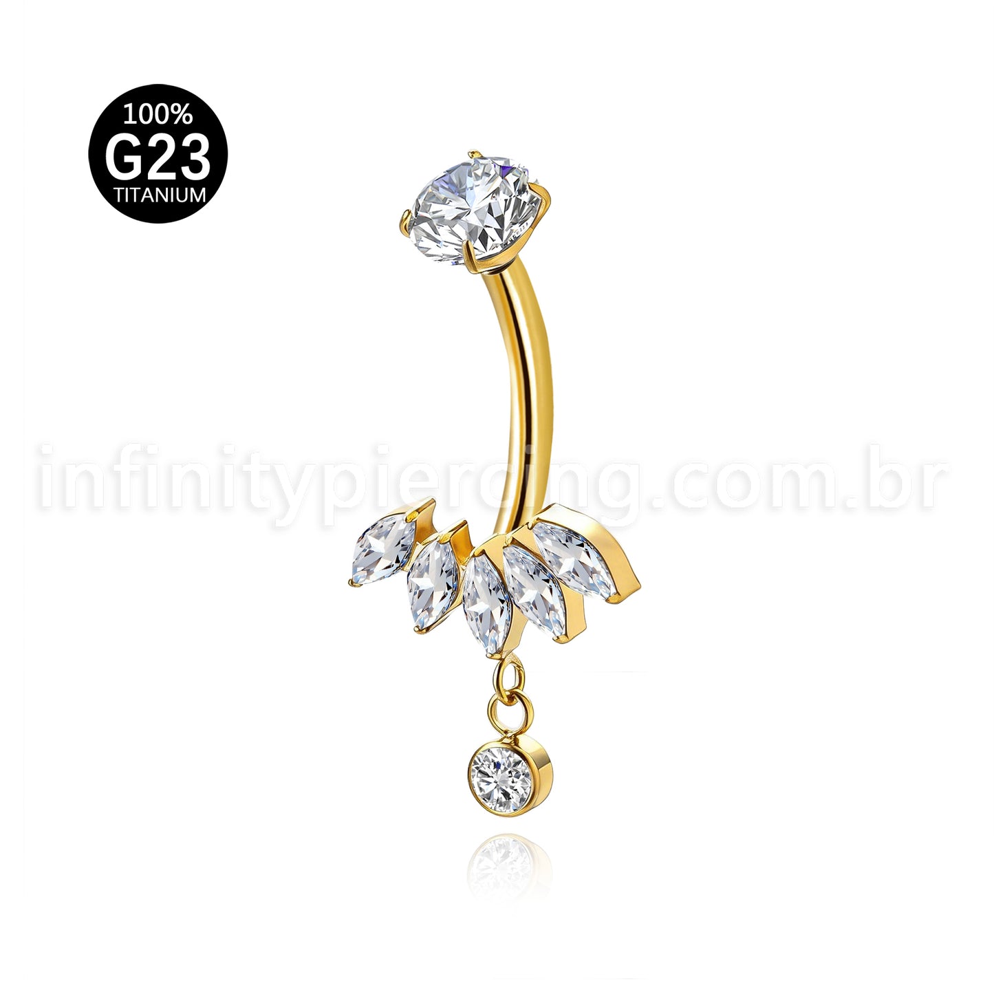 Piercing Banana Titânio Zircônia Cravejada Com Pingente