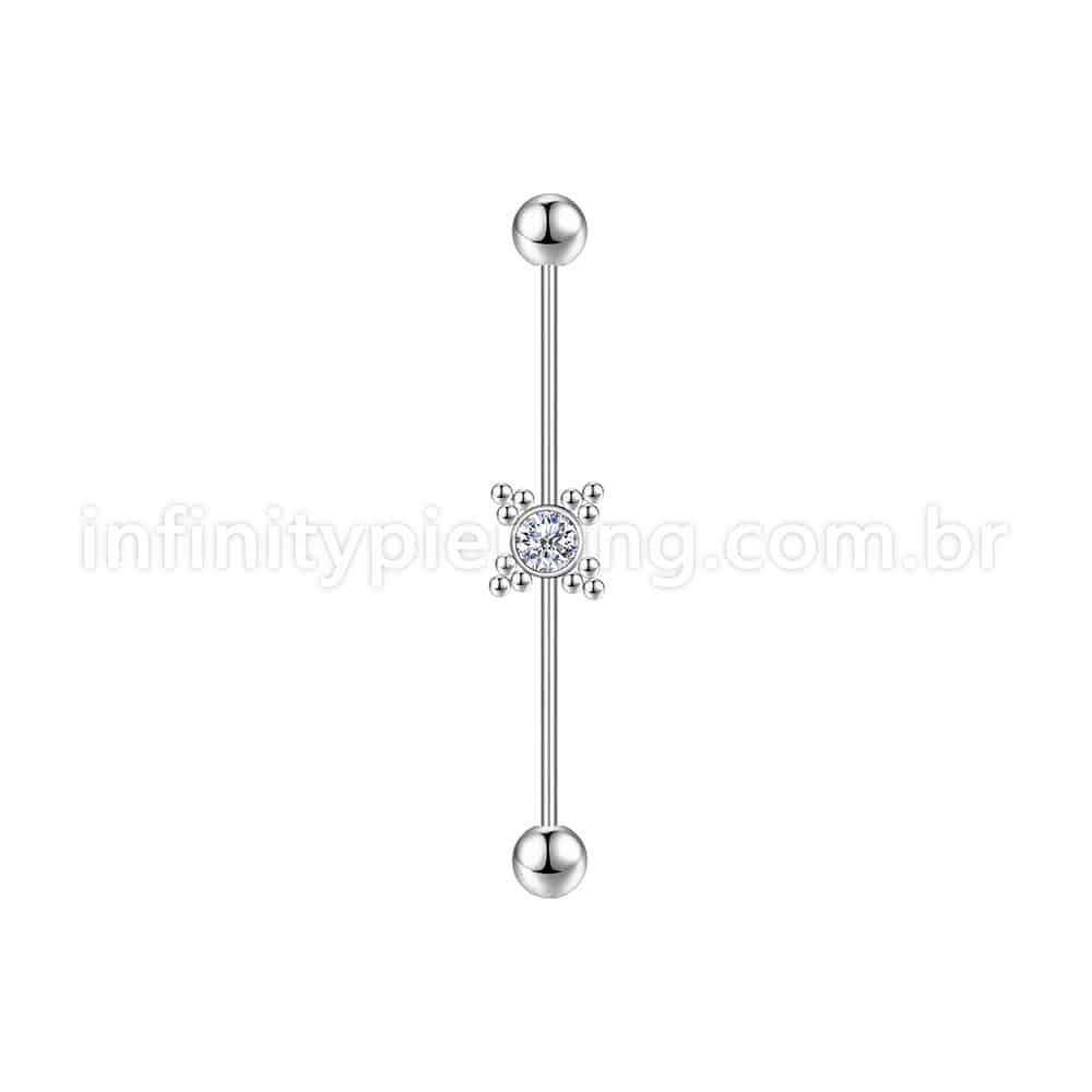 Piercing Transversal Aço Cirúrgico Indiano Zircônia