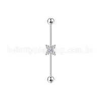 Piercing Transversal Aço Cirúrgico Indiano Zircônia