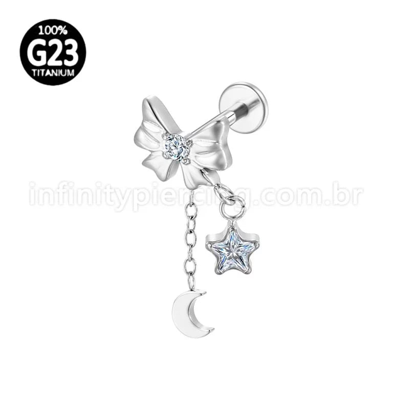 Piercing Labret Titânio Laço Com Pingente