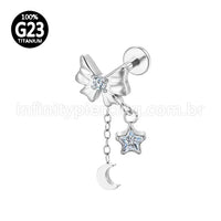 Piercing Labret Titânio Laço Com Pingente