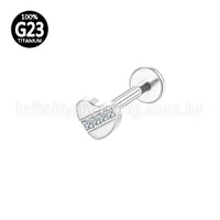Piercing Labret Titânio Coração Zircônia Cravejada
