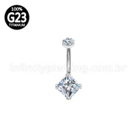 Piercing Banana Titânio Quadrada 2 Zircônias