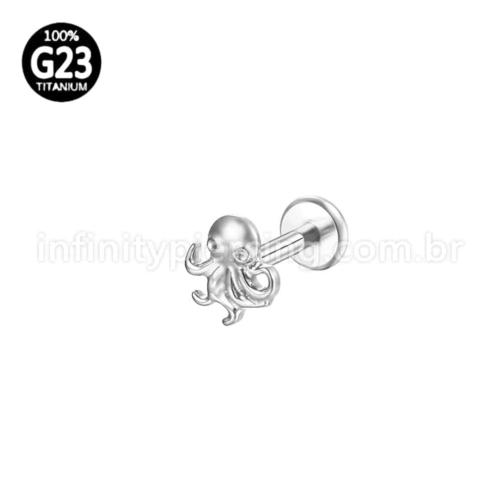 Piercing Labret Titânio Polvo