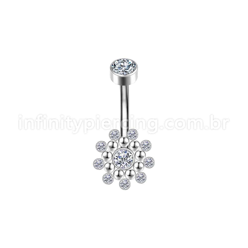 Piercing Banana Aço Cirúrgico Indiano Zircônia