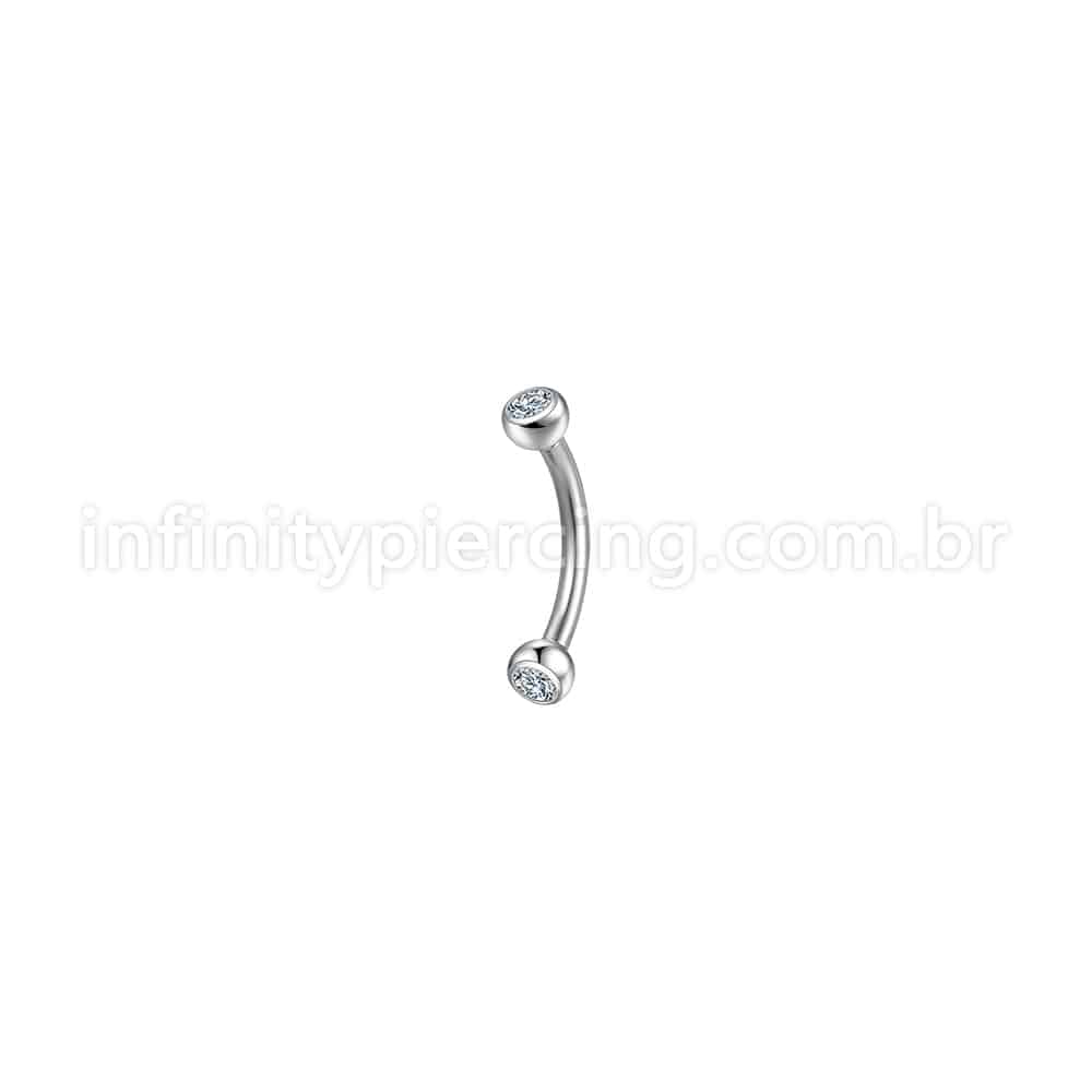 Piercing Barbell Curvo Aço Cirúrgico Zircônia Cravada