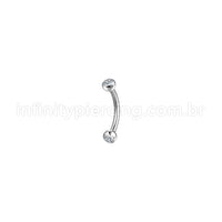 Piercing Barbell Curvo Aço Cirúrgico Zircônia Cravada