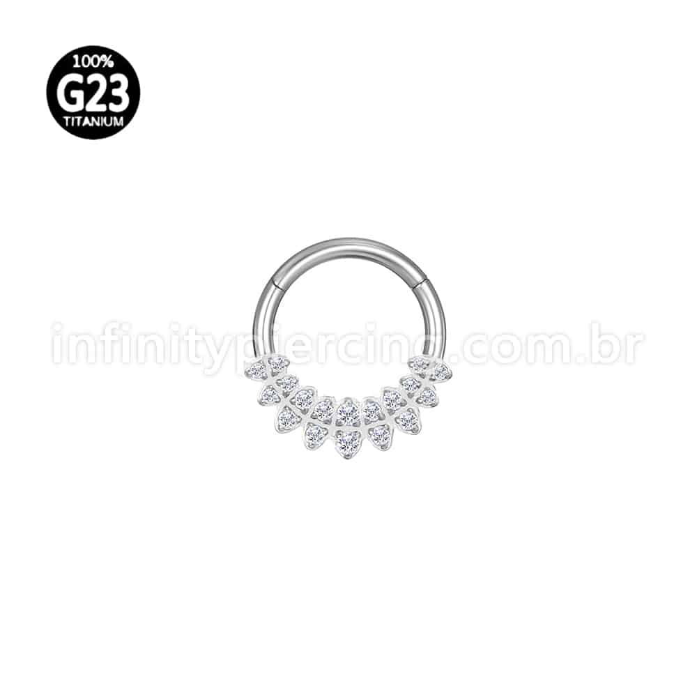 Piercing Argola Titânio Segmento Articulado Zircônias Cravejadas
