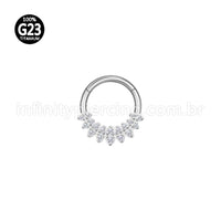 Piercing Argola Titânio Segmento Articulado Zircônias Cravejadas