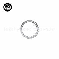 Piercing Argola Titânio Segmento Articulado Detalhes Zircônia Lateral