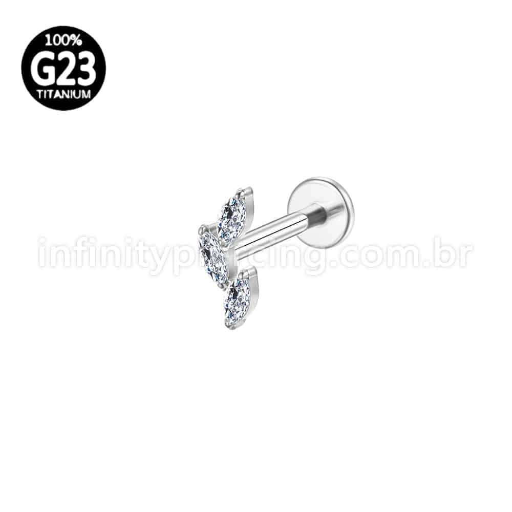Piercing Labret Titânio Trio Zircônia