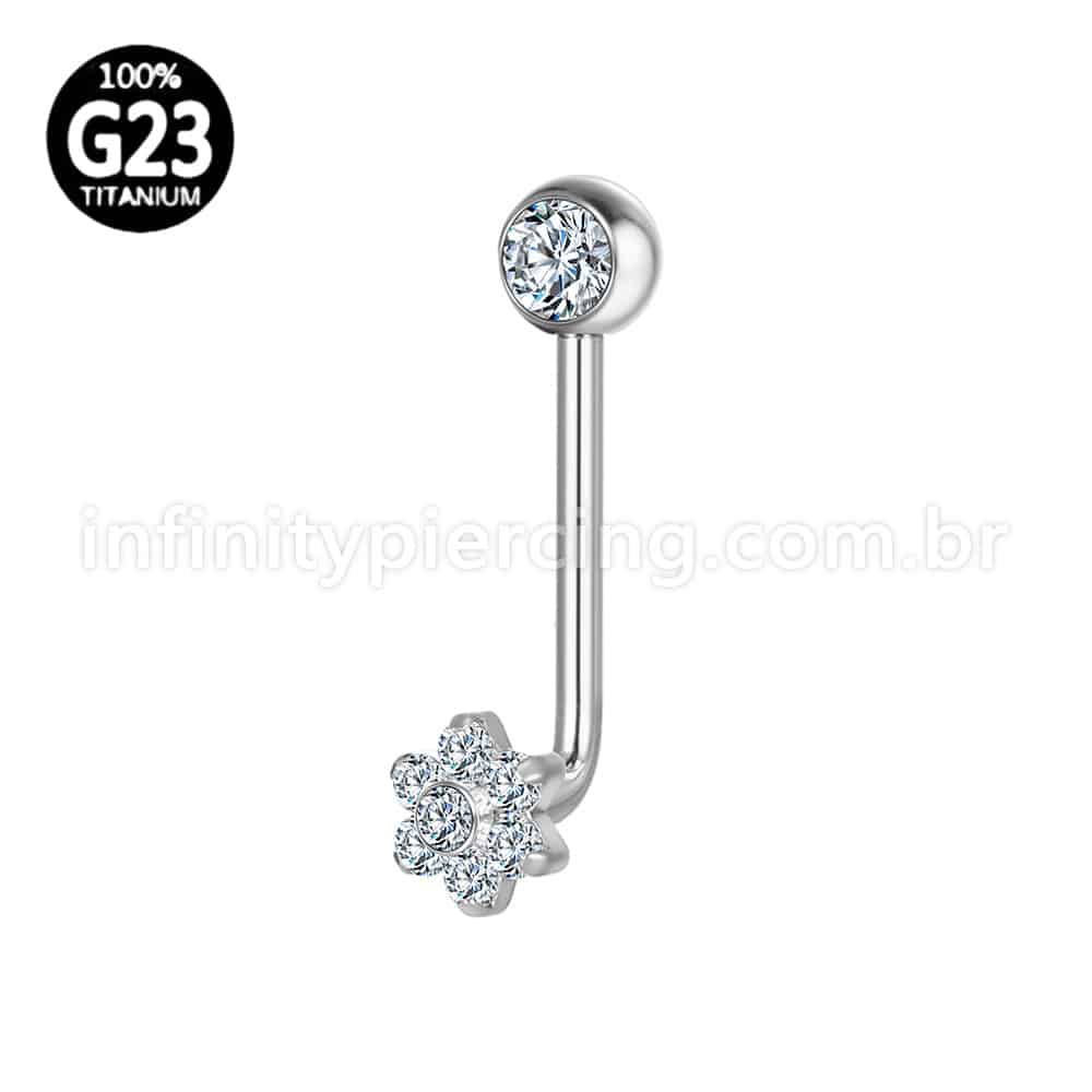Piercing Titânio Intimo Flor Zircônia Cravejada