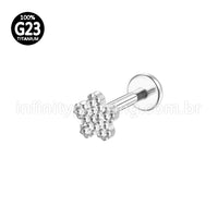 Piercing Labret Titânio Flor Detalhado