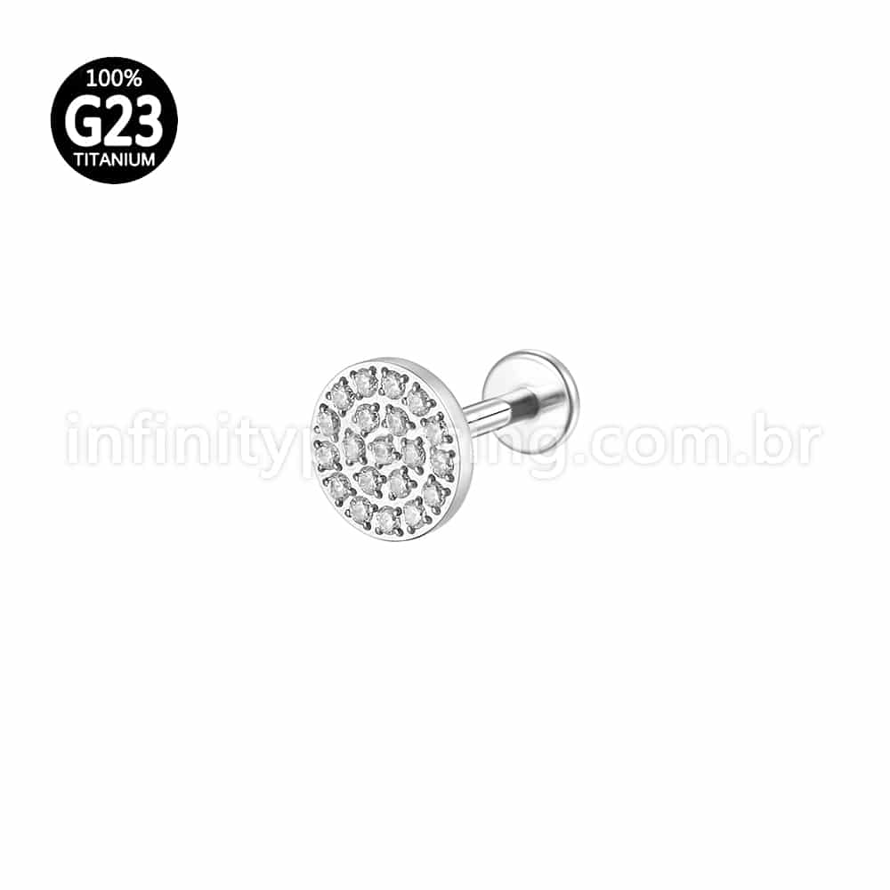Piercing Labrte Titânio Redondo Zircônia