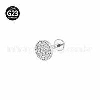 Piercing Labrte Titânio Redondo Zircônia