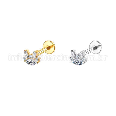 Piercing Labret Aço Cirúrgico Com Zircônia