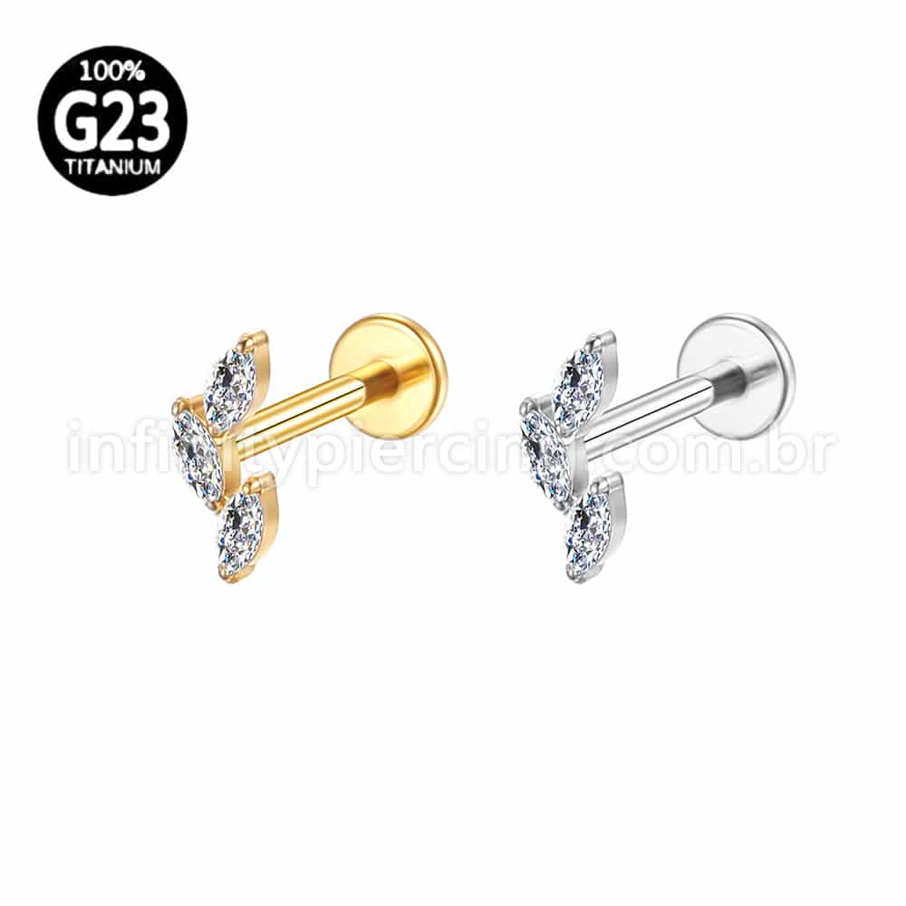 Piercing Labret Titânio Trio Zircônia