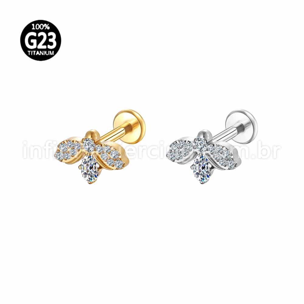 Piercing Labret Titânio Abelha Zircônia