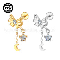 Piercing Labret Titânio Laço Com Pingente