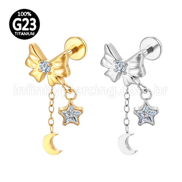 Piercing Labret Titânio Laço Com Pingente
