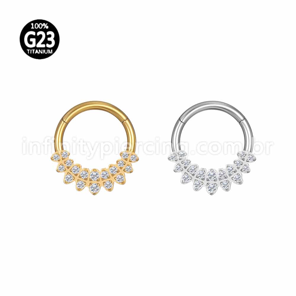 Piercing Argola Titânio Segmento Articulado Zircônias Cravejadas