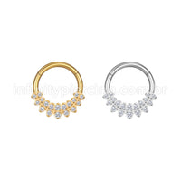 Piercing Argola Aço Cirúrgico Segmento Articulado Detalhada Zircônia Cravejada