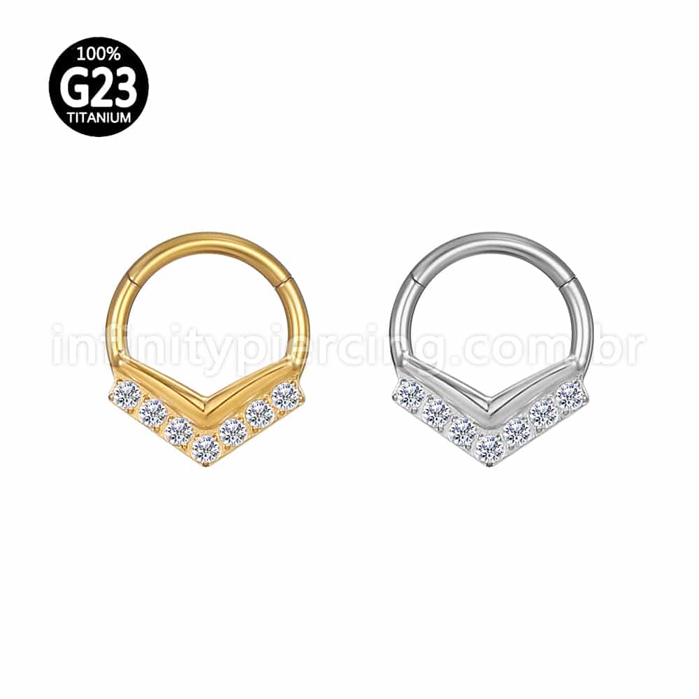 Piercing Argola Gota Titânio Segmento Articulado Zircônia