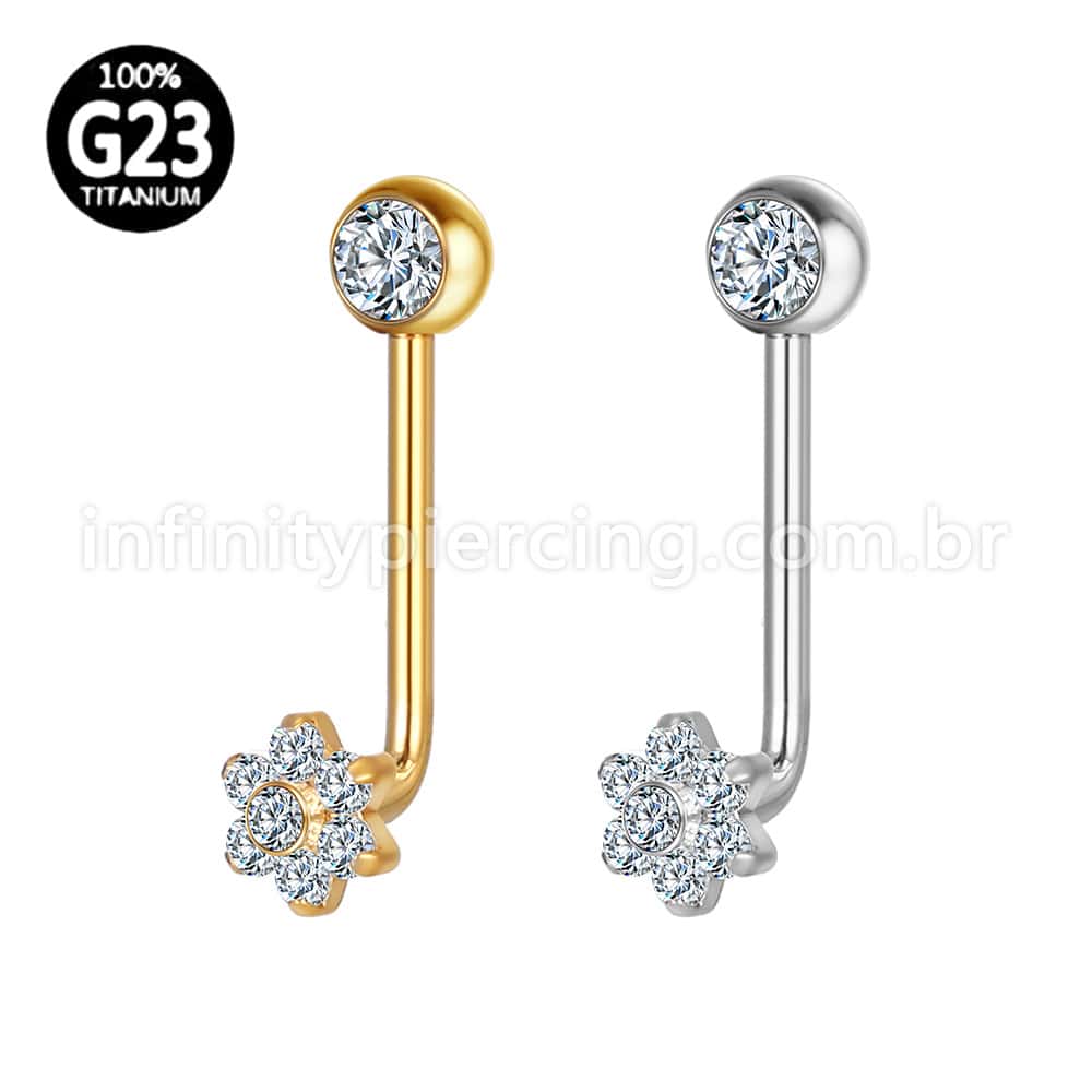 Piercing Titânio Intimo Flor Zircônia Cravejada