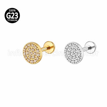 Piercing Labrte Titânio Redondo Zircônia