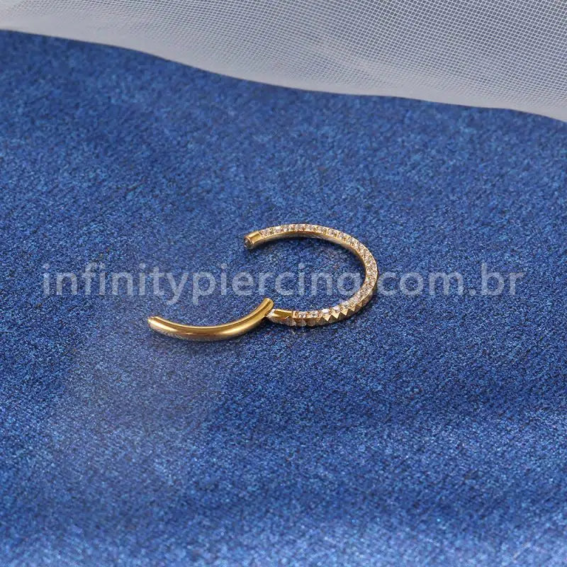 Piercing Argola Aço Cirúrgico Segmento Articulado Detalhada/Zircônia