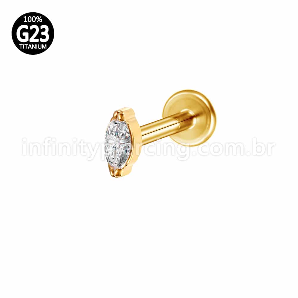 Piercing  Labret Titânio Zircônia Oval