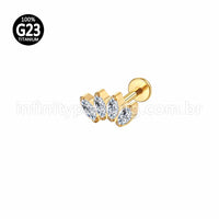Piercing Labret Titânio 4 Zircônias