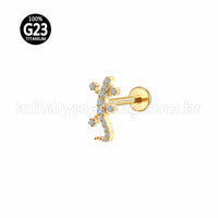 Piercing Labret Titânio Lagarto Zircônia