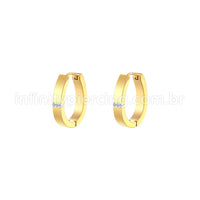 Argola Aço Inoxidável Oval Linhas Strass
