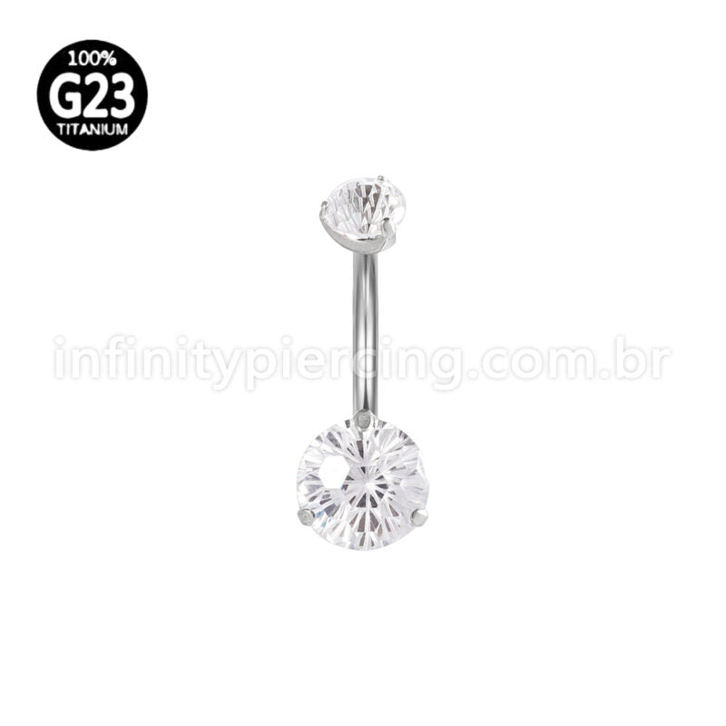 Piercing Banana Titânio 2 Pedras Zircônia