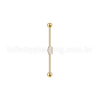 Piercing Transversal Aço Cirurgico Zircônia Coroa