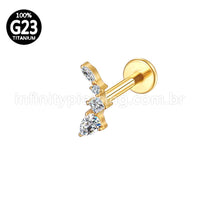 Piercing Labret Titânio Curvo Zircônia Cravejada
