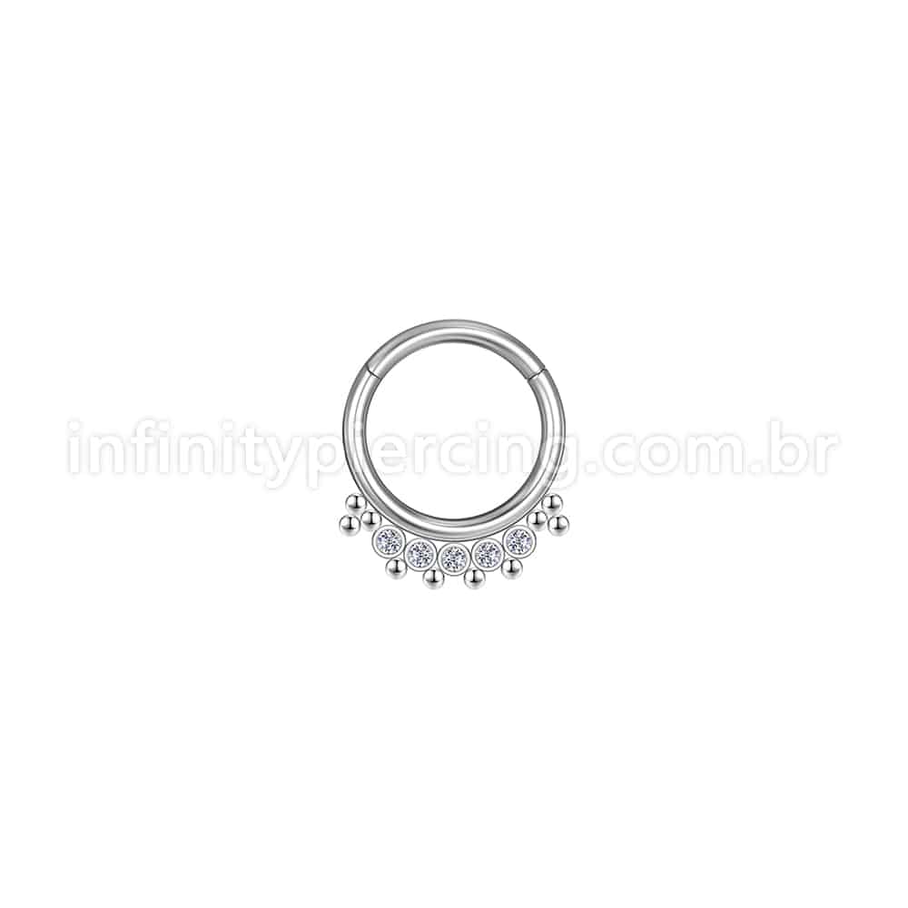 Piercing Argola Aço Cirúrgico Indiano 5 Zircônias