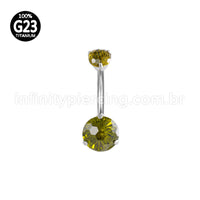 Piercing Banana Titânio 2 Pedras Zircônia