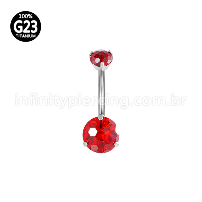 Piercing Banana Titânio 2 Pedras Zircônia