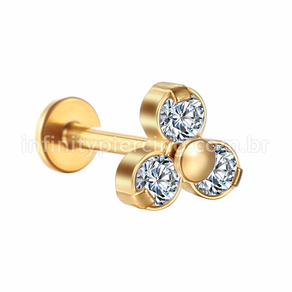 Piercing Labret Aço Cirúrgico Flor Zircônia