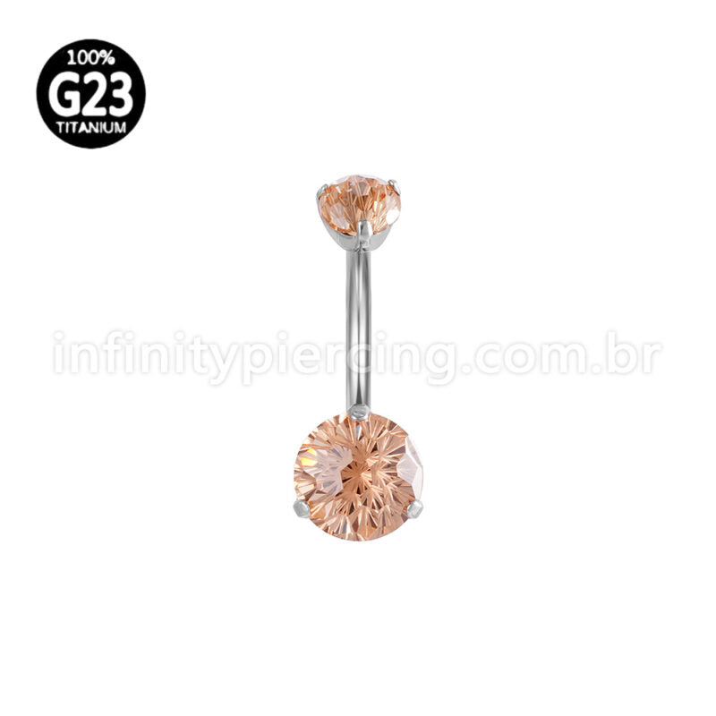 Piercing Banana Titânio 2 Pedras Zircônia