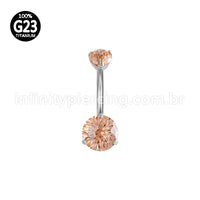 Piercing Banana Titânio 2 Pedras Zircônia